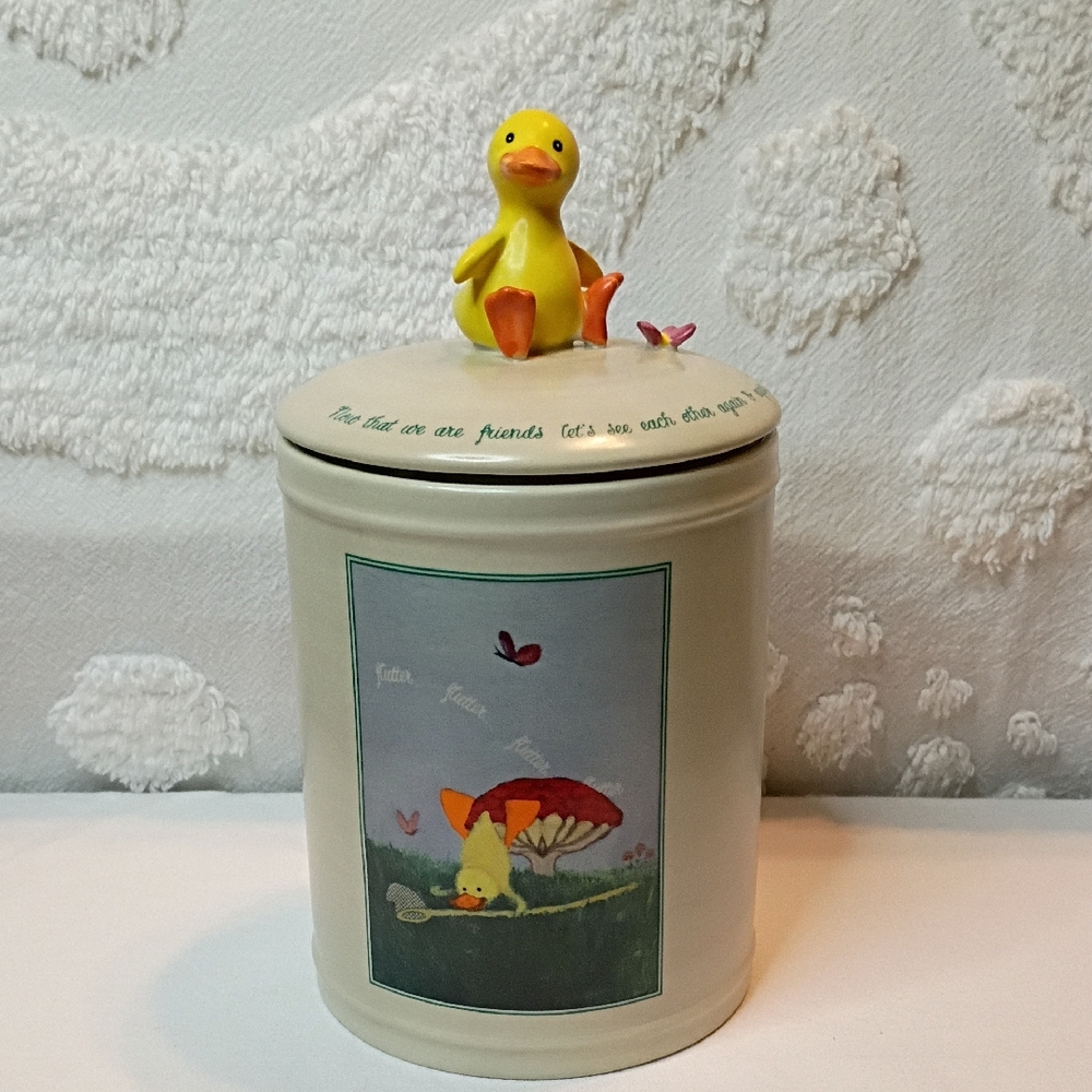 Vintage Russ Berrie Hand Painted Painted Friends Duck Ceramic Canister Easter